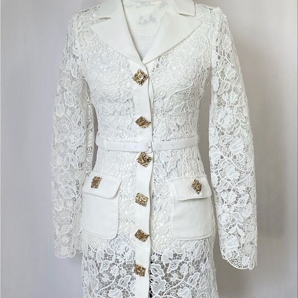 Self-Portrait Magnolia Lace Button-Front Minidress size 4 - Picture 11 of 15